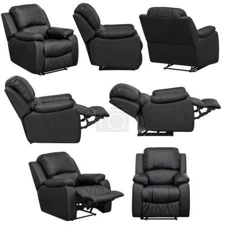 Recliner armchair. Isolated from the background. In different angles. Interior element