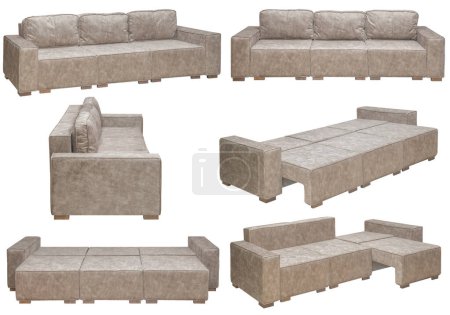 Foto de Folding sofa. Isolated from the background. In different angles. Interior element - Imagen libre de derechos