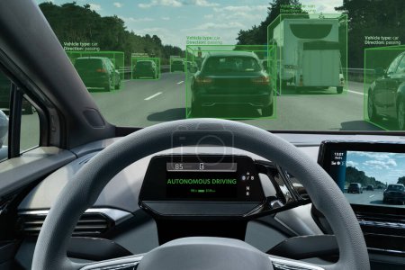 Autonome Fahrzeugsicht mit Systemerkennung von Autos 