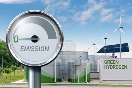 Producción de hidrógeno verde con cero emisiones. Concepto. Foto de alta calidad
