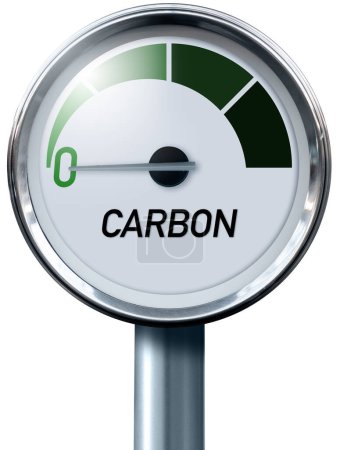 Gauge with inscription CARBON. Arrow points to zero. Concept of Carbon Neutrality. High quality photo