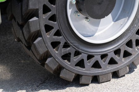 Innovative airless non-pneumatic tire close up.