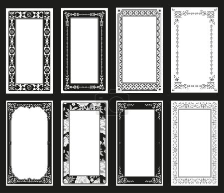 Conjunto de marcos de estilo retro ornamental y espacios en blanco para tarjetas del tarot, invitaciones, bodas, celebraciones
