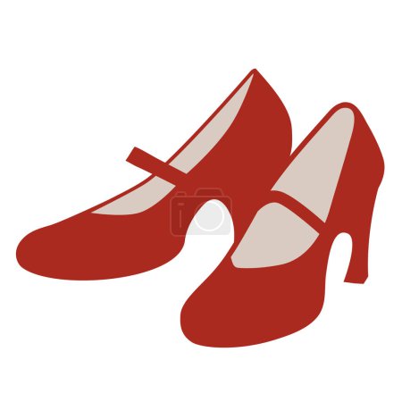 Téléchargez les illustrations : Chaussures de danse femme isolées. Illustration stylisée et simplifiée - en licence libre de droit