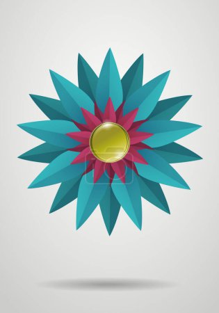 Illustration for Symbolic illustration of isolated abstract flower floating in an empty space - Royalty Free Image