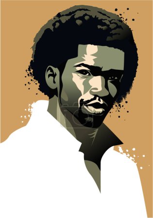 Ilustración de Retrato ilustración de joven afrodescendiente guapo y elegante, con barba - Imagen libre de derechos