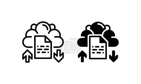 Ilustración de Icono de archivo de nube en estilo de esquema y glifo - Imagen libre de derechos