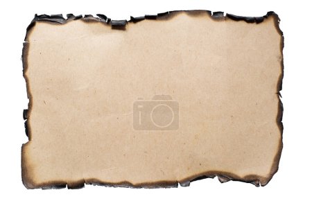 Téléchargez les photos : Brûlé de vieux papier isolé sur fond blanc - en image libre de droit