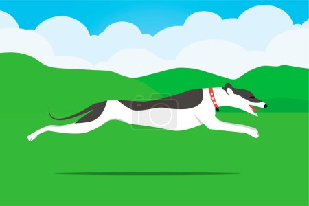 Téléchargez les illustrations : Illustration de la conception de chien de course plat vecteur isolé moderne - en licence libre de droit