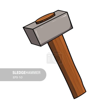 Illustration for Old sledge hammer design vector flat modern isolated illustration - Royalty Free Image