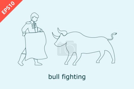 Illustration for Vector bullfighter. bull fighting concept design flat modern isolated illustration - Royalty Free Image