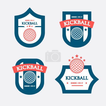 Ilustración de Kickball insignias diseño vector logo moderno aislado ilustración - Imagen libre de derechos