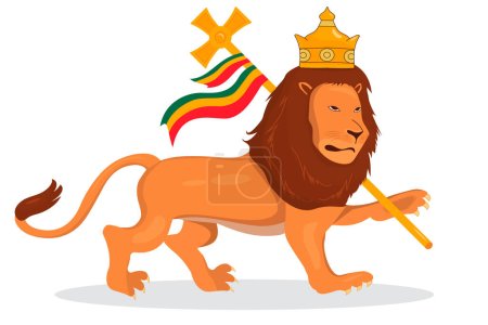 Illustration for Lion of judah rastafarian reggae symbol design vector flat modern isolated illustration - Royalty Free Image