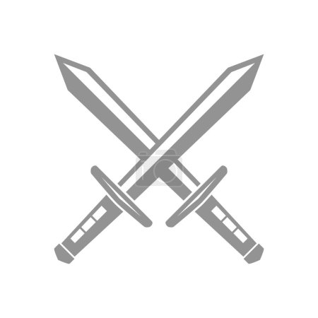 Téléchargez les illustrations : Épée croisée logo icône design vecteur plat moderne isolé illustration - en licence libre de droit