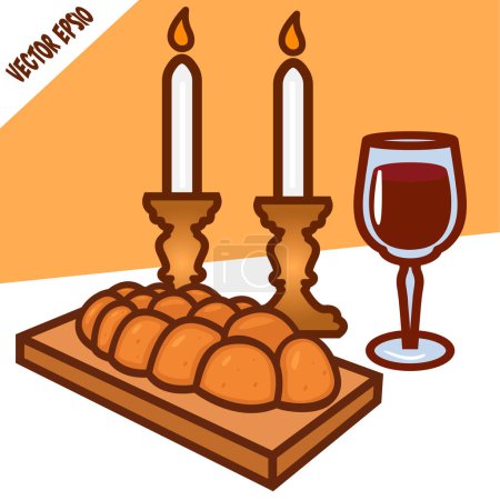 Téléchargez les illustrations : Vacances juives Shabbat Shalom design vectoriel arrière-plan moderne isolé illustration - en licence libre de droit