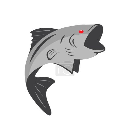 Téléchargez les illustrations : Basse pêche logo icône conception vecteur plat moderne isolé illustration - en licence libre de droit