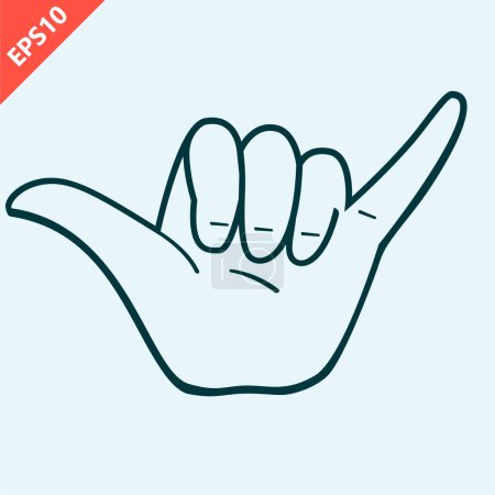 Illustration for Hand drawn Shaka hand sign gesture design vector modern isolated illustration - Royalty Free Image