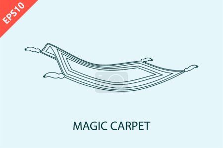 Hand drawn Magic flying carpet design modern vector isolated illustration