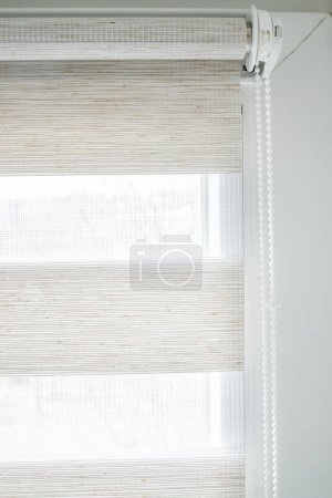 Window roller duo system day and night. Close up on roll curtains indoor