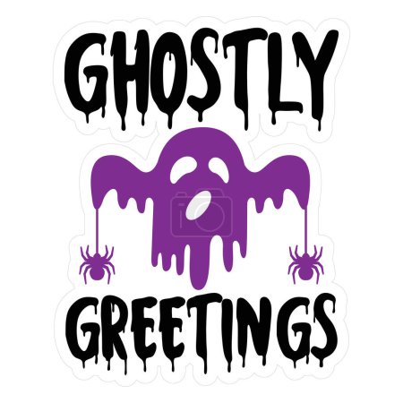 Illustration for Ghostly greetings  typographic vector design, isolated text, lettering composition - Royalty Free Image