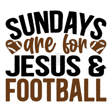 Ilustración de Los domingos son para jesus y fútbol diseño de vectores tipográficos, texto aislado, composición de letras - Imagen libre de derechos