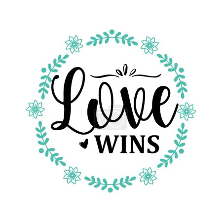 Illustration for Love wins  typographic vector design, isolated text, lettering composition - Royalty Free Image