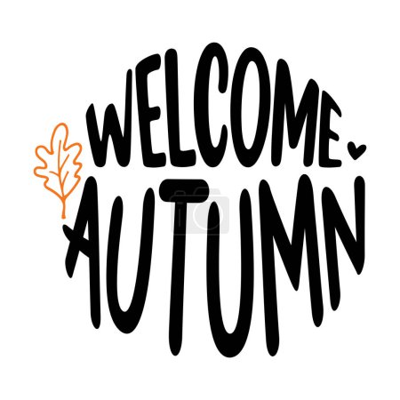 Ilustración de Bienvenida diseño vectorial tipográfico otoño, texto aislado, composición de letras - Imagen libre de derechos