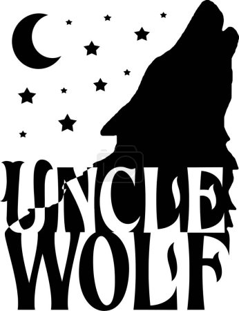 Ilustración de Tío lobo diseño vectorial tipográfico, texto aislado, composición de letras - Imagen libre de derechos