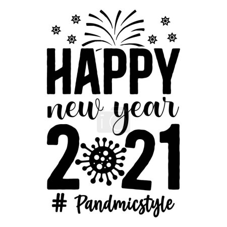 Illustration for Happy new year 2021   typographic vector design, isolated text, lettering composition - Royalty Free Image