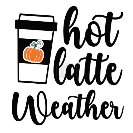 Ilustración de Diseño tipográfico del vector del tiempo del latte caliente, texto aislado, composición de letras - Imagen libre de derechos