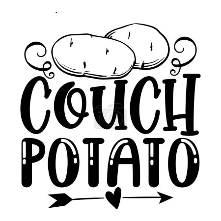 Illustration for Couch potato   typographic vector design, isolated text, lettering composition - Royalty Free Image