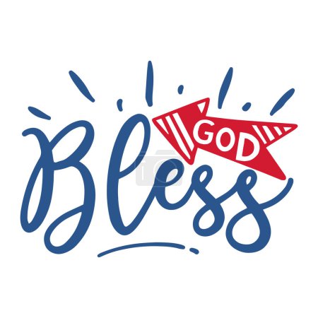 Illustration for God bless  typographic vector design, isolated text, lettering composition - Royalty Free Image