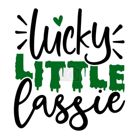 Téléchargez les illustrations : Lucky Little Lassie conception vectorielle typographique, texte isolé, composition de lettrage - en licence libre de droit