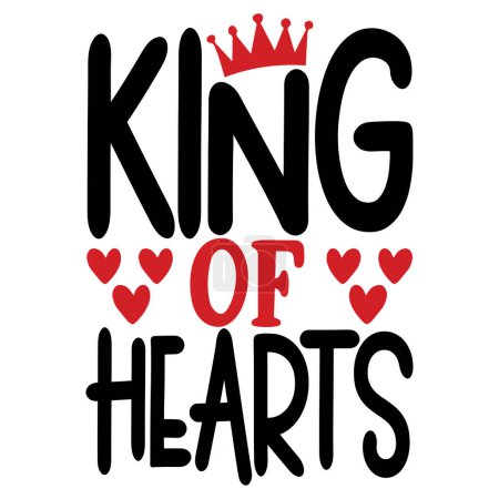 Ilustración de Rey de corazones diseño de vectores tipográficos, texto aislado, composición de letras - Imagen libre de derechos