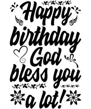 Ilustración de Feliz cumpleaños Dios le bendiga diseño de vectores tipográficos, texto aislado, composición de letras - Imagen libre de derechos