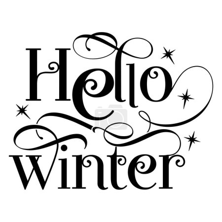 Illustration for Hello winter  typographic vector design, isolated text, lettering composition - Royalty Free Image