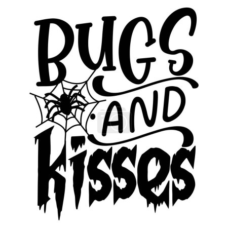 Illustration for Bugs and kisses  typographic vector design, isolated text, lettering composition - Royalty Free Image