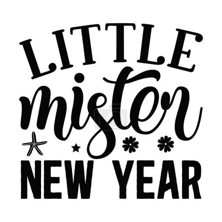 Illustration for Little mister new year  typographic vector design, isolated text, lettering composition - Royalty Free Image