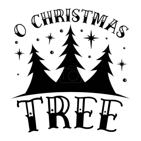 Téléchargez les illustrations : O arbre de Noël conception typographique vectorielle, texte isolé, composition du lettrage - en licence libre de droit