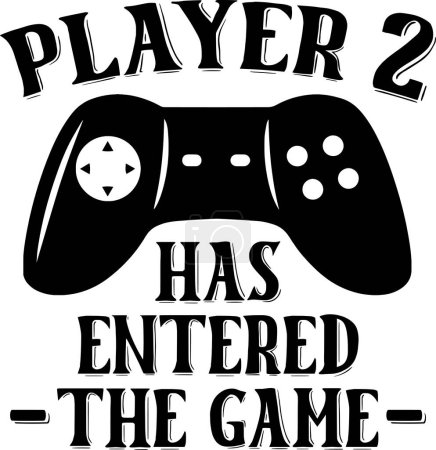 Ilustración de Jugador 2 ha entrado en el diseño del vector tipográfico juego, texto aislado, composición de letras - Imagen libre de derechos