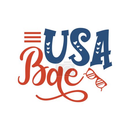 Illustration for Usa bae  typographic vector design, isolated text, lettering composition - Royalty Free Image