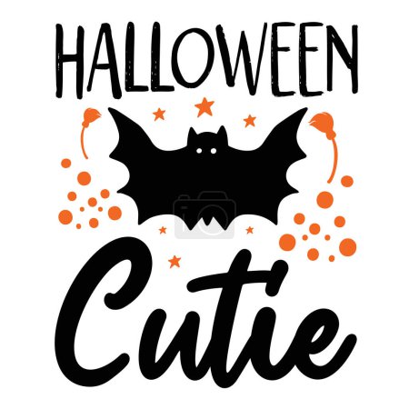 Téléchargez les illustrations : Halloween cutie conception vectorielle typographique, texte isolé, composition de lettrage - en licence libre de droit