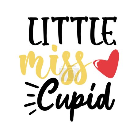 Téléchargez les illustrations : Little Miss Cupidon conception vectorielle typographique, texte isolé, composition de lettrage - en licence libre de droit