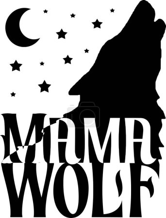Ilustración de Mama wolf diseño de vectores tipográficos, texto aislado, composición de letras - Imagen libre de derechos