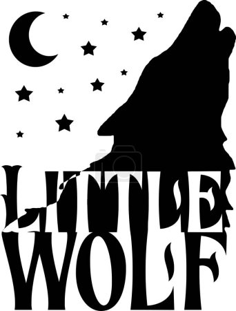 Illustration for Little wolf  typographic vector design, isolated text, lettering composition - Royalty Free Image
