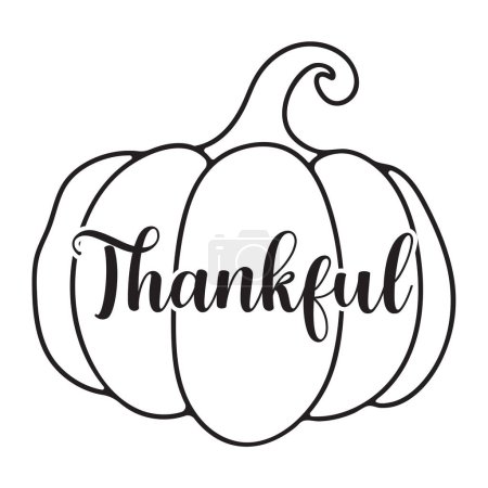 Illustration for Thankful  typographic vector design, isolated text, lettering composition - Royalty Free Image