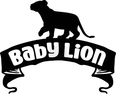 Ilustración de Diseño vectorial tipográfico bebé león, texto aislado, composición de letras - Imagen libre de derechos