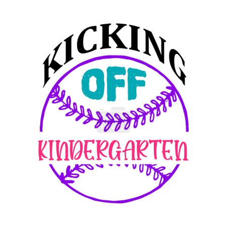 Illustration for Kicking off kindergarten typographic vector design, isolated text, lettering composition - Royalty Free Image