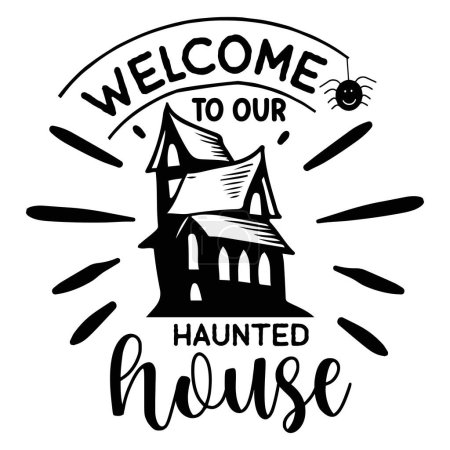 Illustration for Haunted house  typographic vector design, isolated text, lettering composition - Royalty Free Image