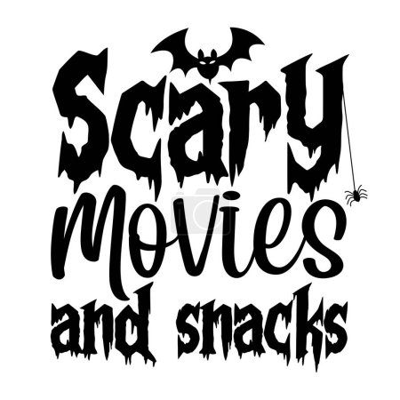 Illustration for Scary movies and snacks  typographic vector design, isolated text, lettering composition - Royalty Free Image